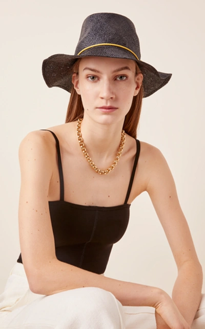 Shop Maison Michel Charles Packable Straw Hat In Black