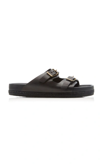 Shop Yuketen Arizonian Leather Slide Sandals In Black