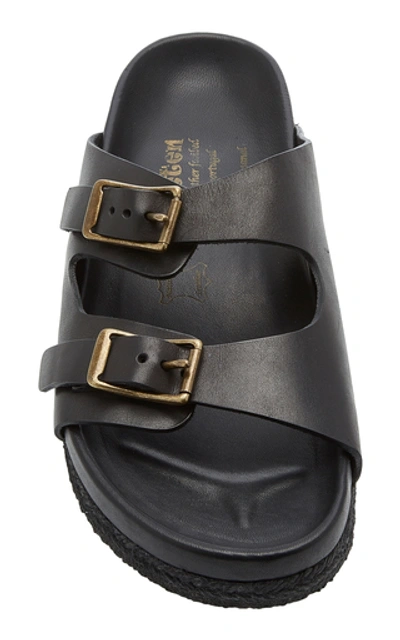 Shop Yuketen Arizonian Leather Slide Sandals In Black