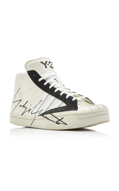 Shop Y-3 Yohji Pro Chunky Leather Sneaker-boots In Black/white