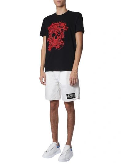 Shop Alexander Mcqueen Monogram Logo Track Shorts In White