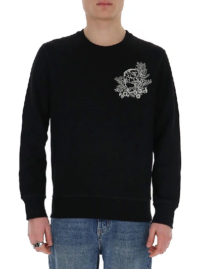 Shop Alexander Mcqueen Skull Embroidered Sweatshirt In Black