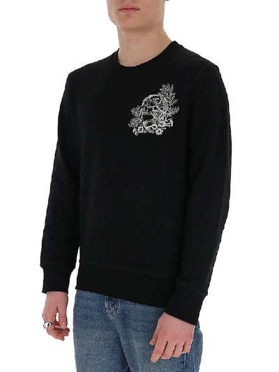 Shop Alexander Mcqueen Skull Embroidered Sweatshirt In Black