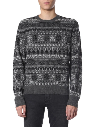 Shop Alexander Mcqueen Skull Patterned Sweater In Grey