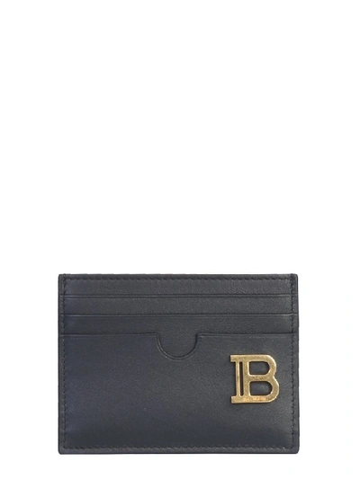 Shop Balmain Logo Plaque Cardholder In Black