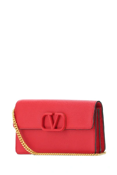 Shop Valentino Vsling Chain Wallet In Red