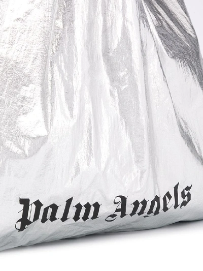 Shop Palm Angels Logo Shopping Bag In Silver