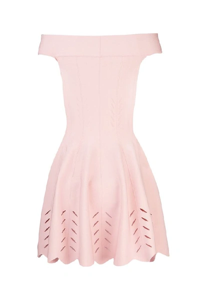 Shop Alexander Mcqueen Off Shoulder Dress In Pink