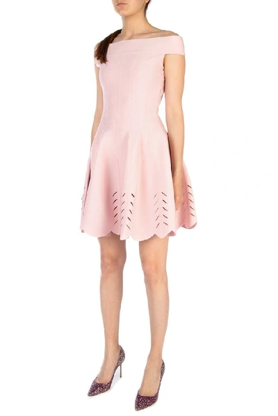 Shop Alexander Mcqueen Off Shoulder Dress In Pink