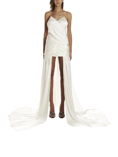 Shop Balmain Draped Dress In White