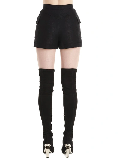 Shop Balmain High Waist Buttoned Flap Shorts In Black