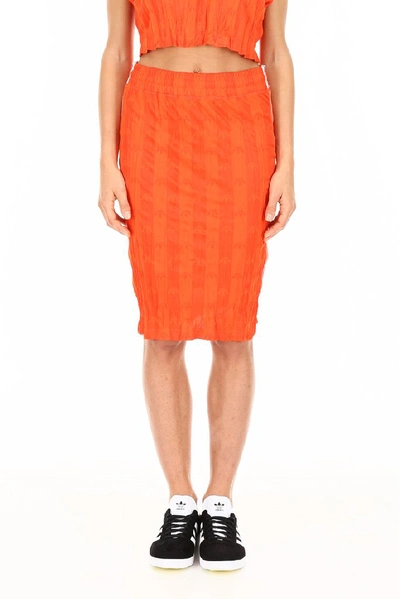 Shop Adidas Originals By Alexander Wang Textured Midi Skirt In Orange