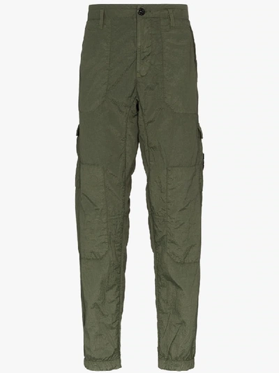 Shop Stone Island Seersucker Cargo Trousers In Green