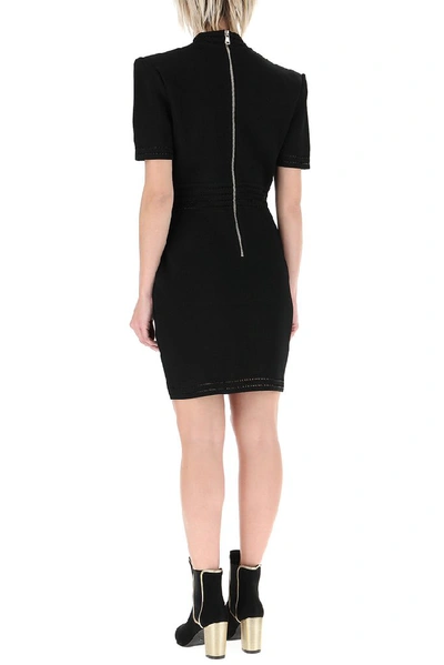 Shop Balmain Short Sleeve Fitted Dress In Black