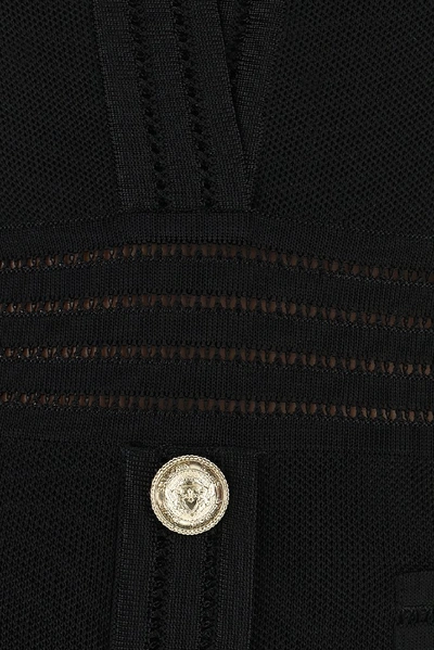 Shop Balmain Short Sleeve Fitted Dress In Black