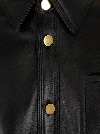 Shop Bottega Veneta Leather Shirt In Black