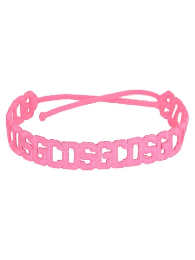 Shop Gcds Logo Crochet Bracelet In Pink