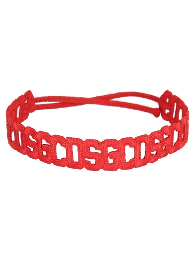 Shop Gcds Logo Crochet Bracelet In Red