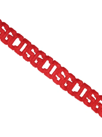 Shop Gcds Logo Crochet Bracelet In Red