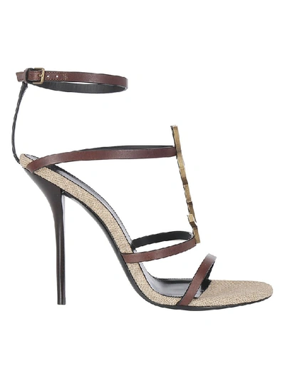 Shop Saint Laurent Cassandra 120 Sandals In Brown