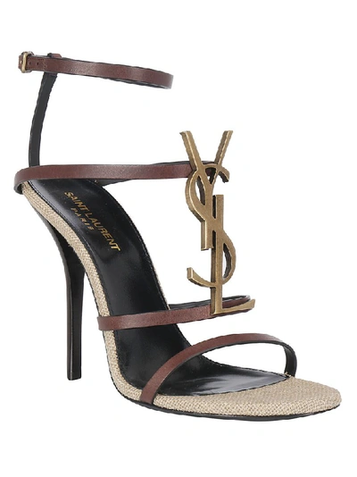 Shop Saint Laurent Cassandra 120 Sandals In Brown