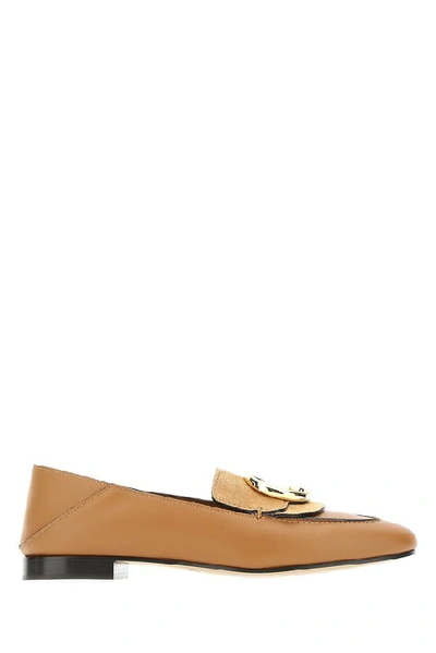 Shop Chloé C Buckle Loafers In Brown