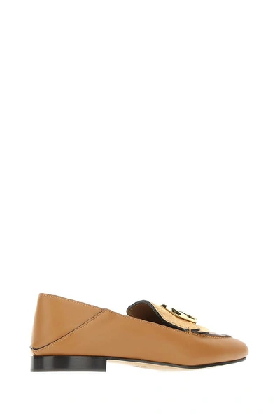 Shop Chloé C Buckle Loafers In Brown