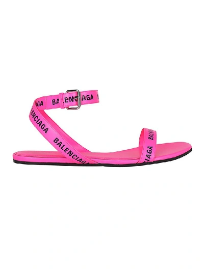 Shop Balenciaga Logo Print Heel Strap Sandals In Pink