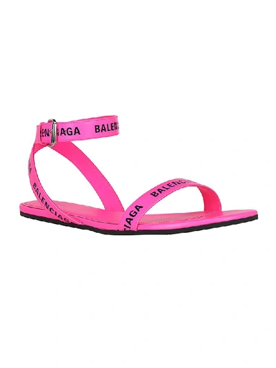 Shop Balenciaga Logo Print Heel Strap Sandals In Pink