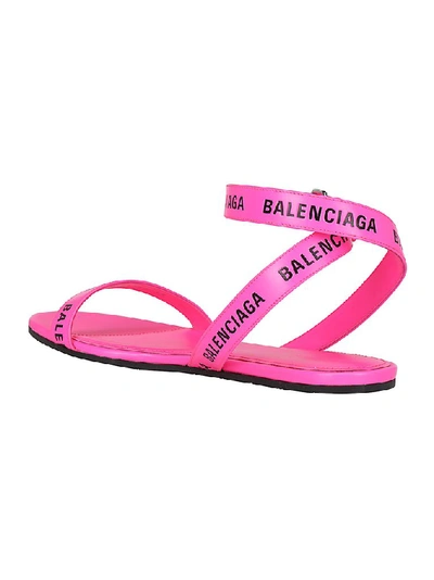 Shop Balenciaga Logo Print Heel Strap Sandals In Pink