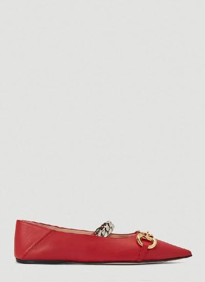 Shop Gucci Horsebit Flat Shoes In Red