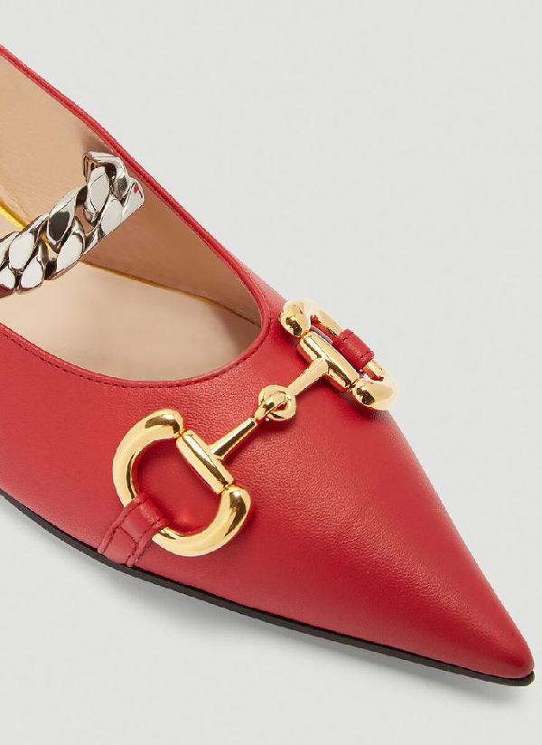 gucci deva ballet flats with chain and horsebit