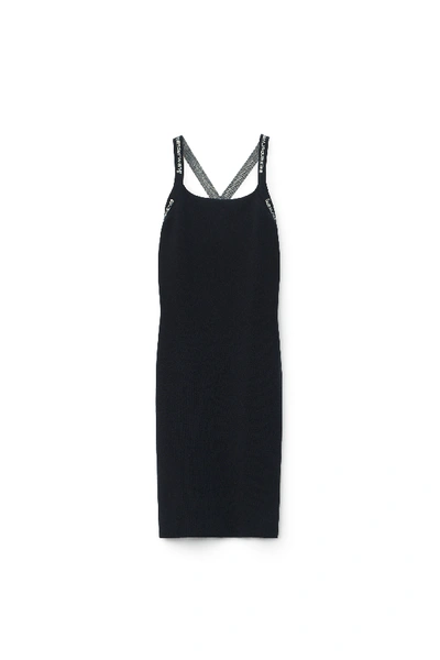 Shop Alexander Wang Jacquard Logo Dress In Stretch Knit In Black