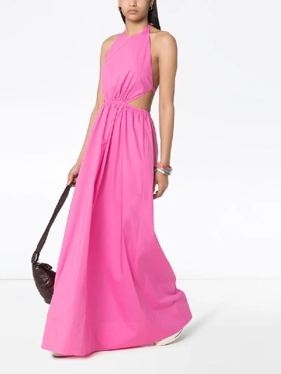 Shop Staud Apfel Halterneck Maxi Dress In Pink