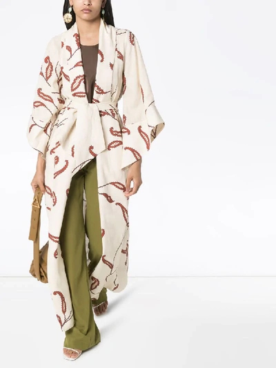 Shop Johanna Ortiz Soul Quest Printed Kimono In Neutrals