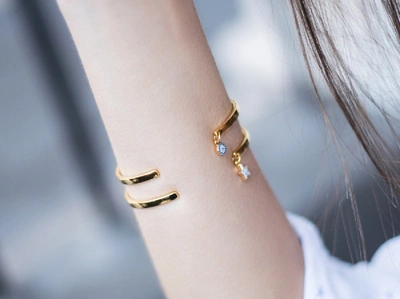 Shop Missoma Pave Evil Eye Charm Cuff In Gold