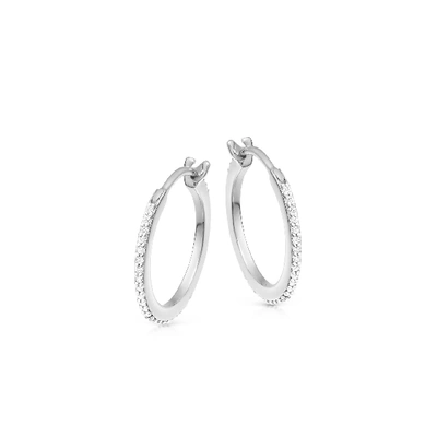 Shop Missoma Medium Pave Hinged Hoop Earrings Sterling Silver/cubic Zirconia