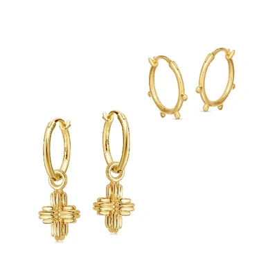 Shop Missoma Ridge Cross Earring Set 18ct Gold Plated Vermeil