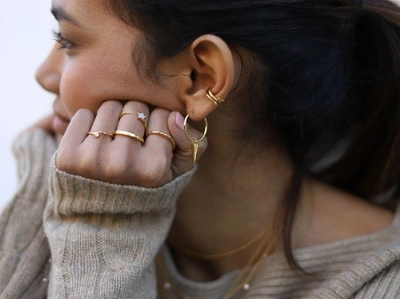 Shop Missoma Medium Spike Charm Hoop Earrings In Gold