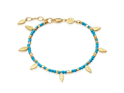 Shop Missoma Turquoise Howlite Beaded Leaf Bracelet In Blue