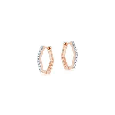 Shop Missoma Pave Hex Huggies 18ct Rose Gold Plated Vermeil/cubic Zirconia