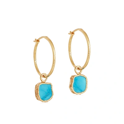 Shop Missoma Medium Charm Hoop Earrings 18ct Gold Plated Vermeil/turquoise