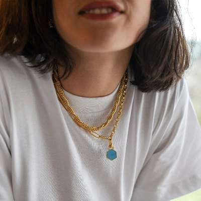 Shop Missoma Hex Chain Necklace 18ct Gold Plated/turquoise