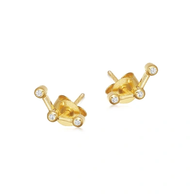 Shop Missoma Pave Trilogy Stud Earrings 18ct Gold Plated Vermeil/cubic Zirconia