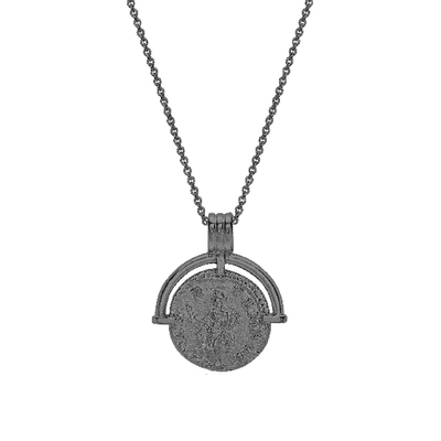 Shop Missoma Mens Lucy Williams Black Rhodium Roman Arc Coin Necklace