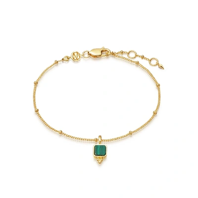 Shop Missoma Lucy Williams Square Charm Bracelet 18ct Gold Plated Vermeil/malachite