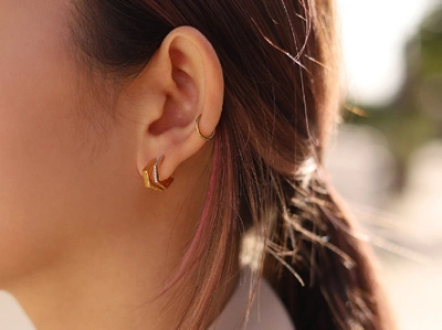 Shop Missoma Hex Huggie Earring Set 18ct Gold Plated Vermeil
