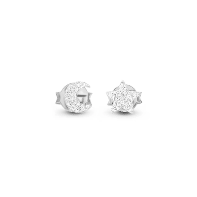 Shop Missoma Pave Star Moon Stud Earrings Sterling Silver/cubic Zirconia