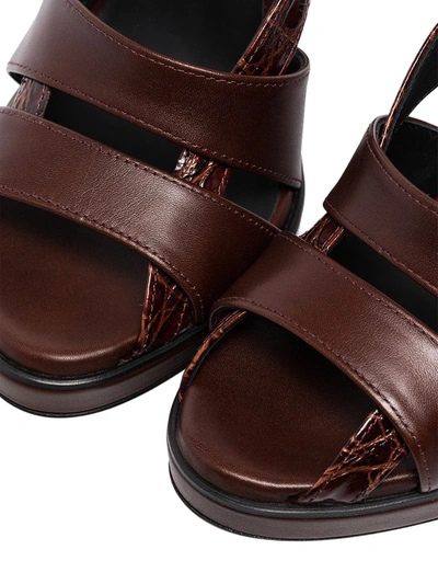 Shop Chloé Brown Croc Strappy Sandals
