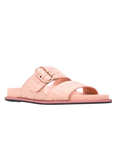 Shop Fendi Ff Double Strap Buckle Sandal In Pink